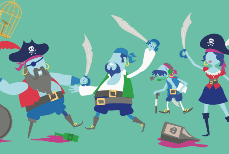Multiple pirate illustrated characters