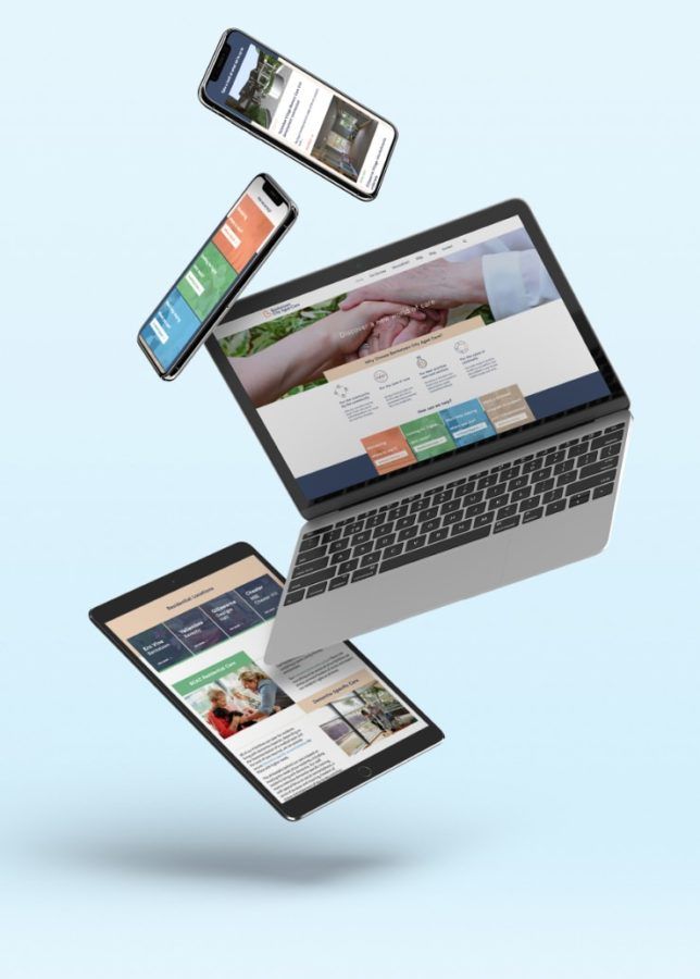 Website design shown on mobile devices and laptop