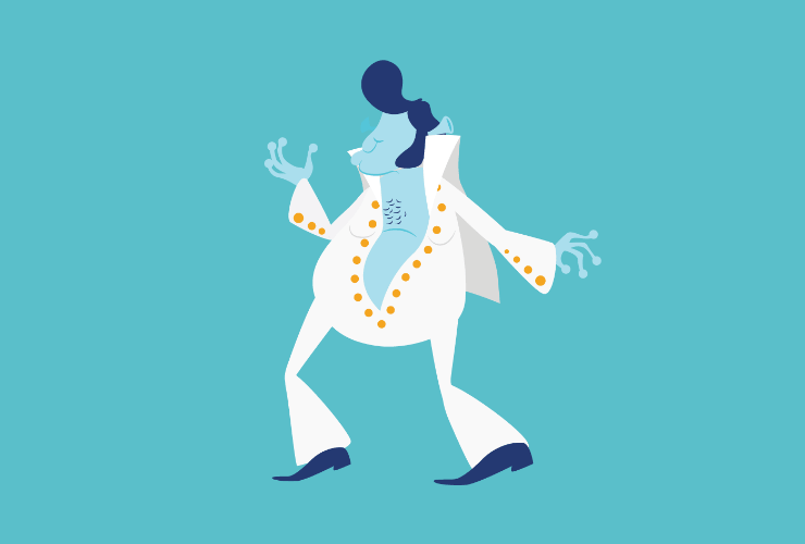 Elvis styled illustrated character