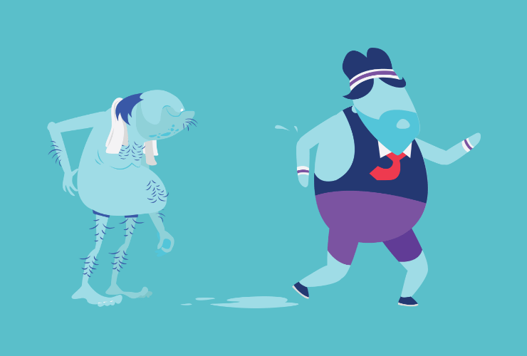 Two illustrated characters