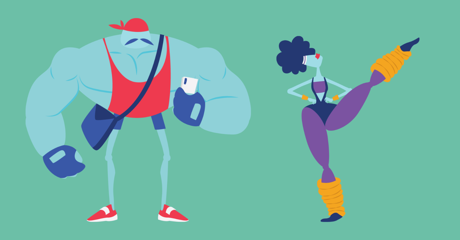Exercising illustrated characters
