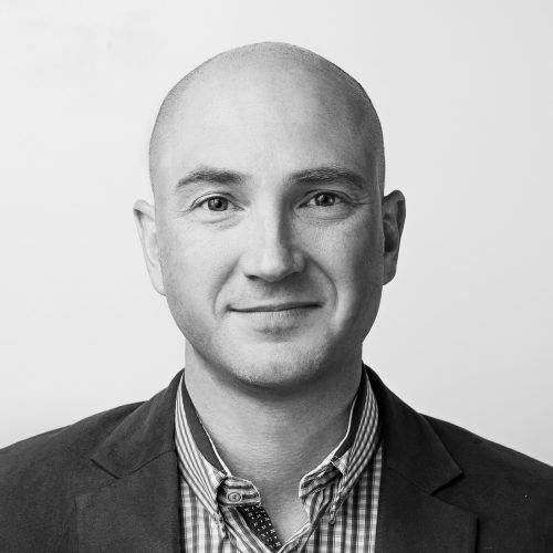 Black and white photo of Ashton Bishop