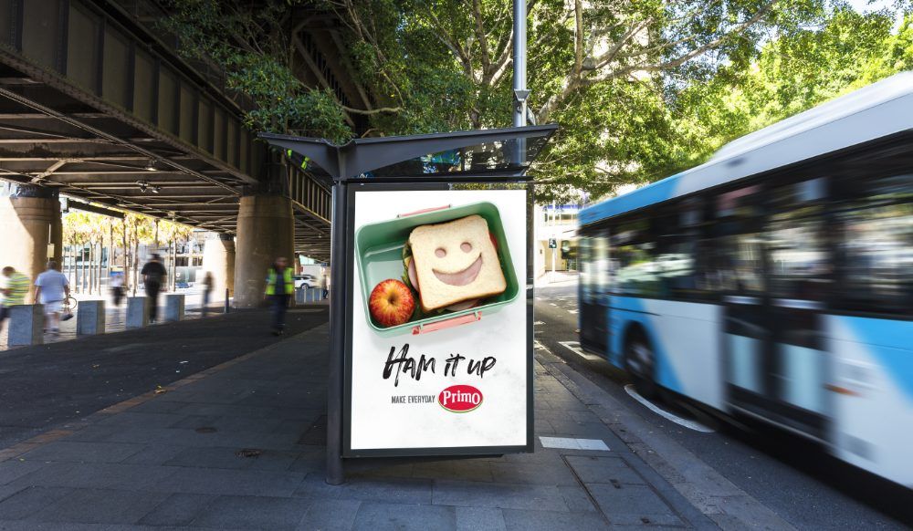 Ham It Up Primo bus stop advertisement