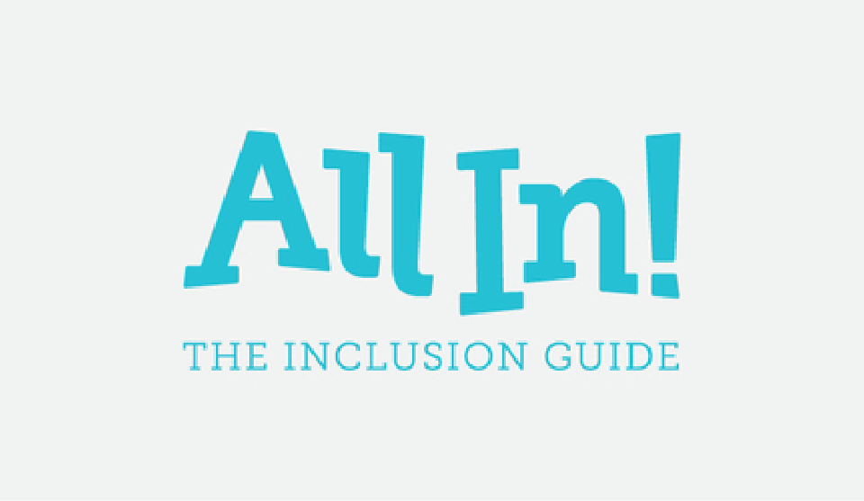 The All In! Inclusion guide logo with blue text
