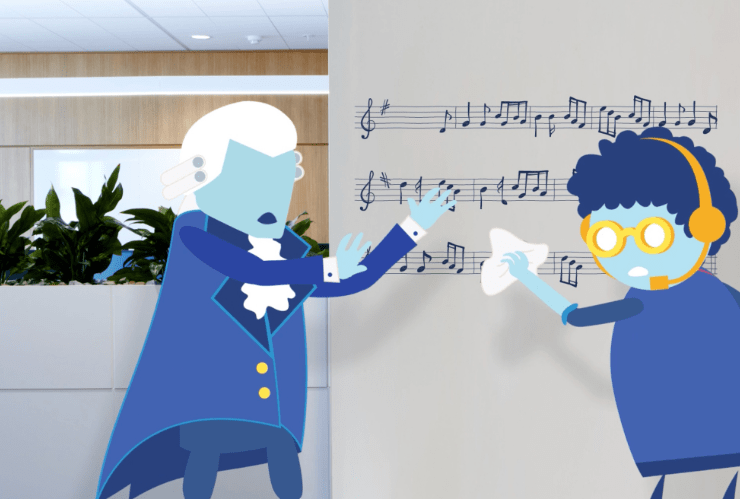 AGL Illustrated characters writing musical notation