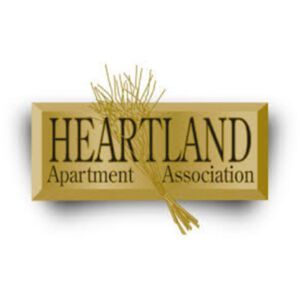 Heartland Apartment Association logo: Gold rectangle with 