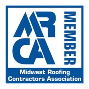 Blue ARCA Member logo: Midwest Roofing Contractors Association.