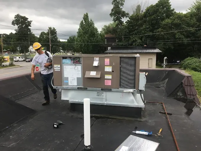 Man installing HVAC system