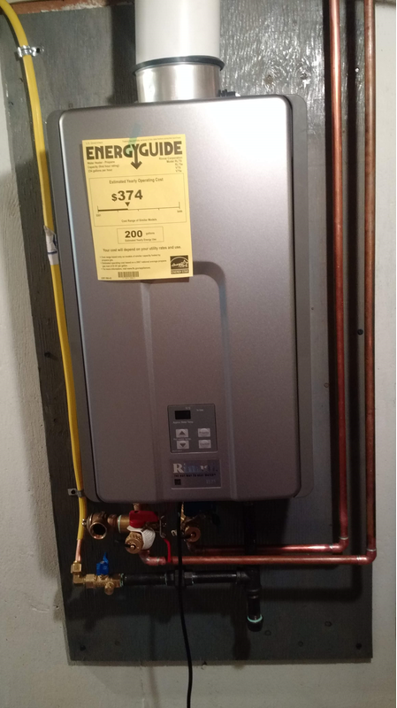 A water heater with a energyguide label on it