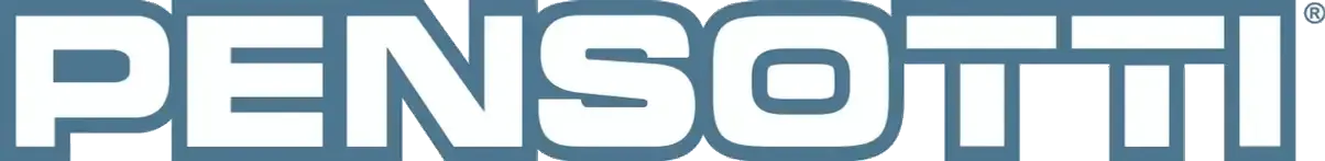 The word pensotti is written in white on a blue background