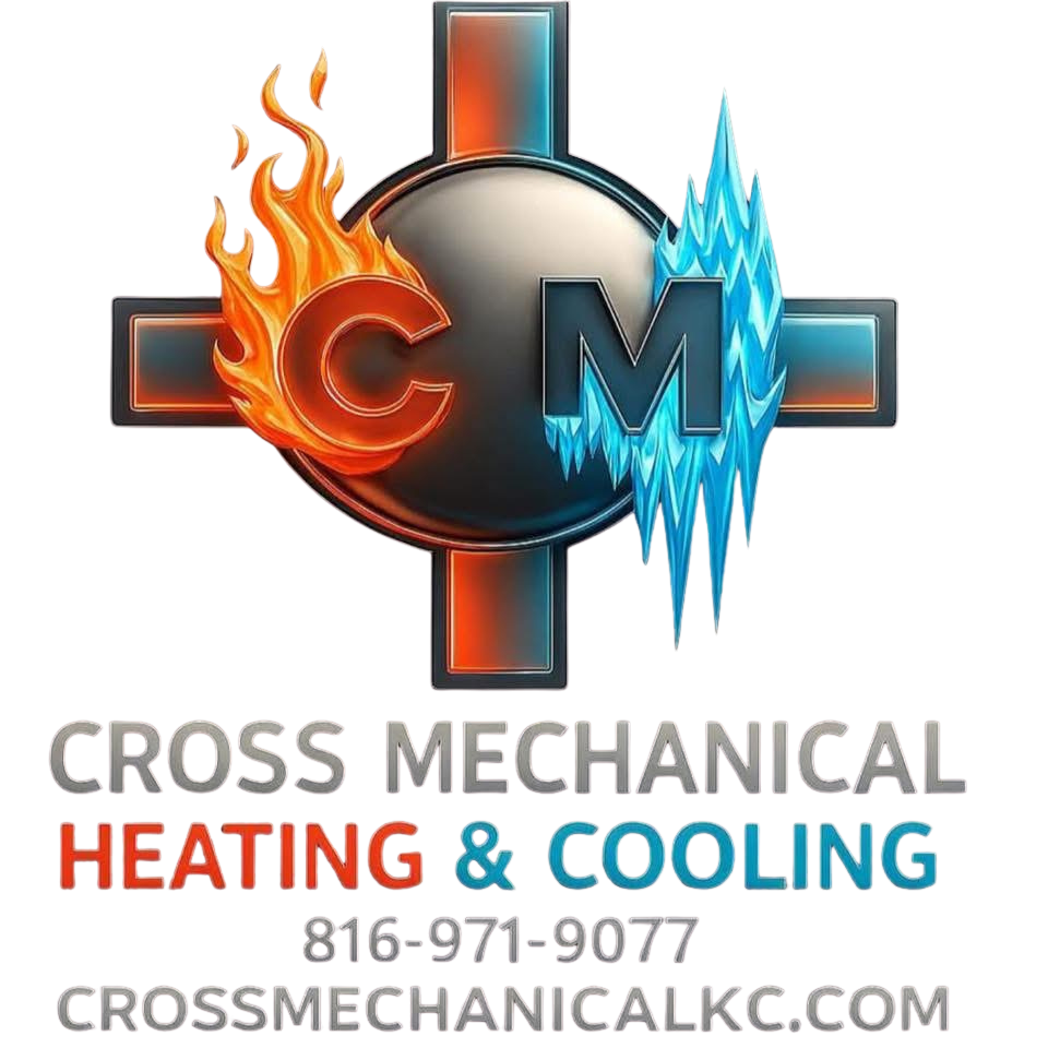 Logo for Cross Mechanical. Features "C" in light blue, "M" in red, and "Cross Mechanical" below in white.