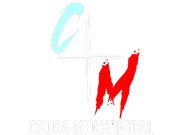 Logo for Cross Mechanical. Features "C" in light blue, "M" in red, and "Cross Mechanical" below in white.
