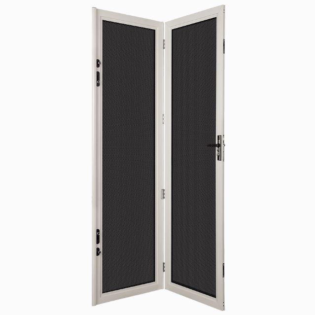 A Folding Door With A Black Screen On It — Eastcoast Aluminium & Glass In Ballina, NSW