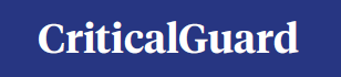 The logo for critical guard is on a blue background.