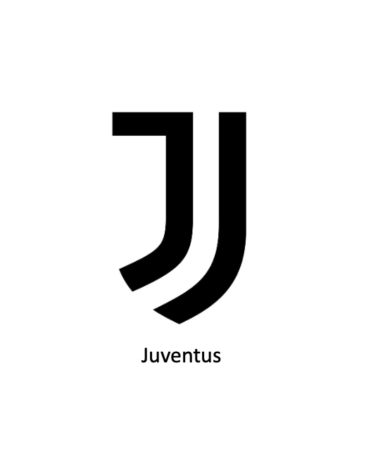A black and white logo for juventus on a white background.