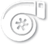 White stylized turbocharger symbol.