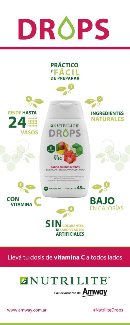 Un anuncio de gotas de Nutrilite muestra una botella de gotas.