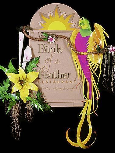 A sign that says birds of a beauty bar restaurant