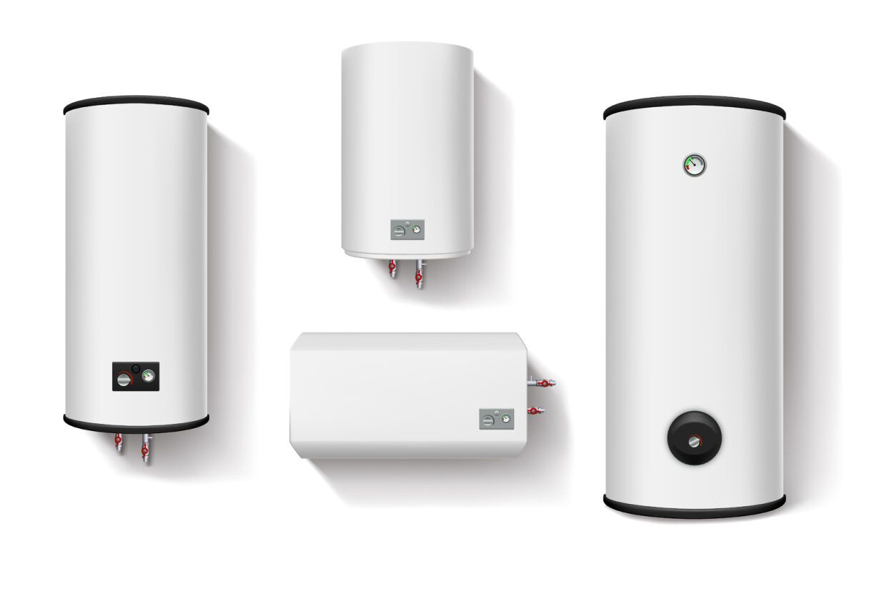 A Set of Four Different Types of Water Heaters on A White Background  — 24/7 HOT H2O in Peregian Springs, QLD