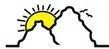 A drawing of a mountain with the sun shining through it. A drawing of a mountain with the sun shining through it.