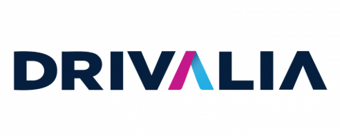 Logo DRIVALIA in blu scuro con una 