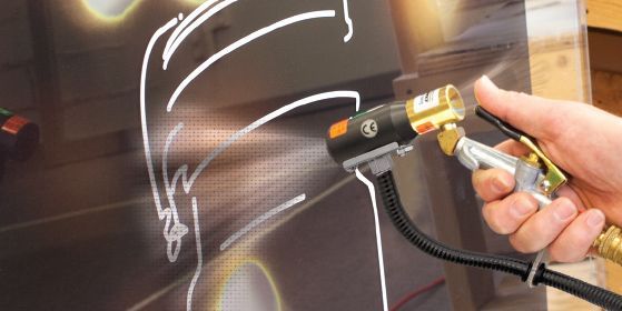 An Exair static eliminating gun in action