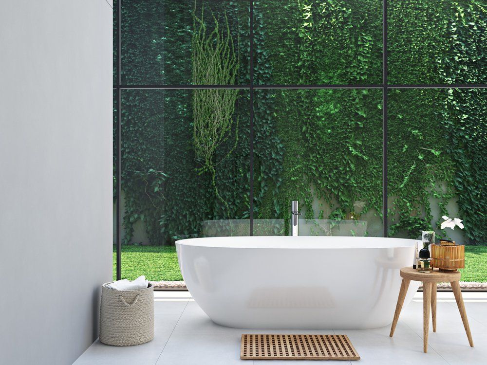 Bathroom with Green Plants — Plumbers in Harlaxton, QLD