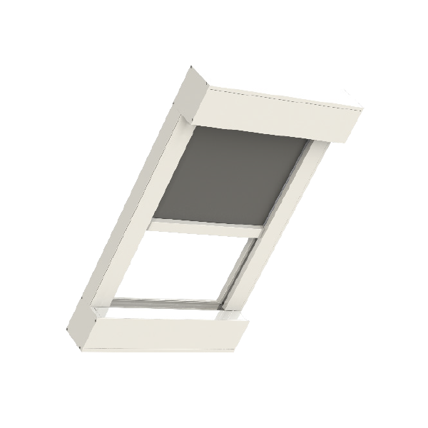 Lucernario, cornice bianca con paralume grigio, inclinato su uno sfondo bianco.