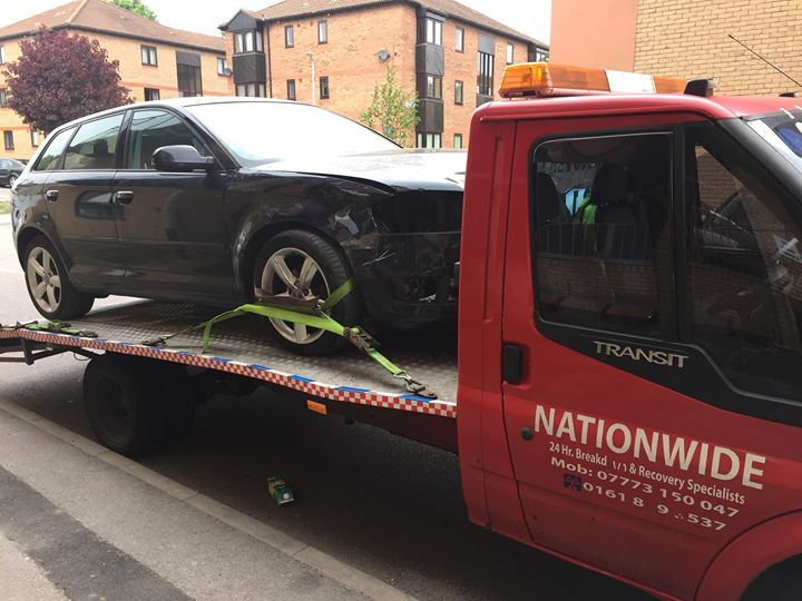 Car being recovered