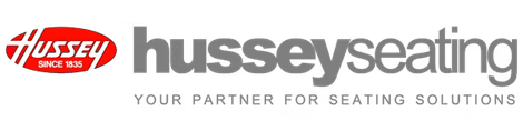 The hussey seating logo is on a white background.