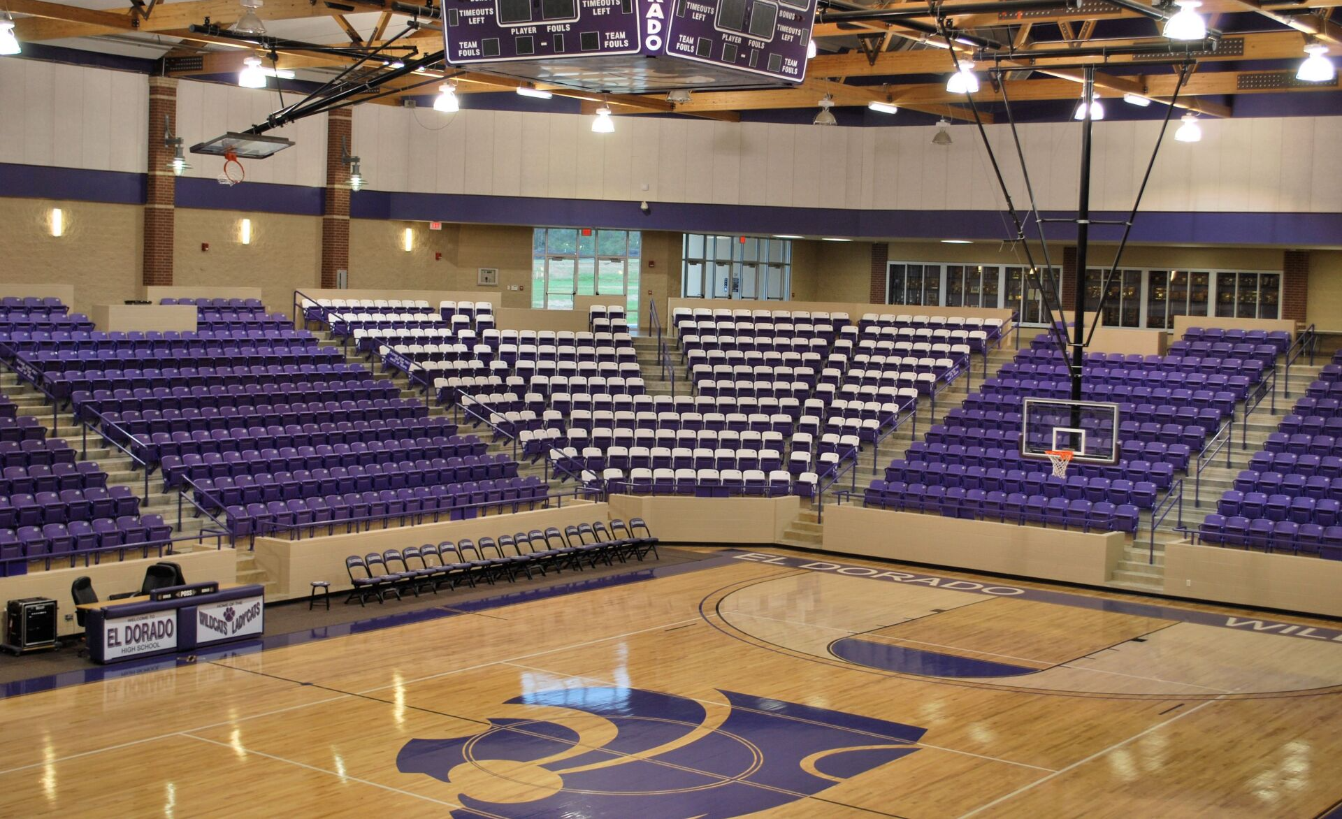 high school basketball arena with bleachers
