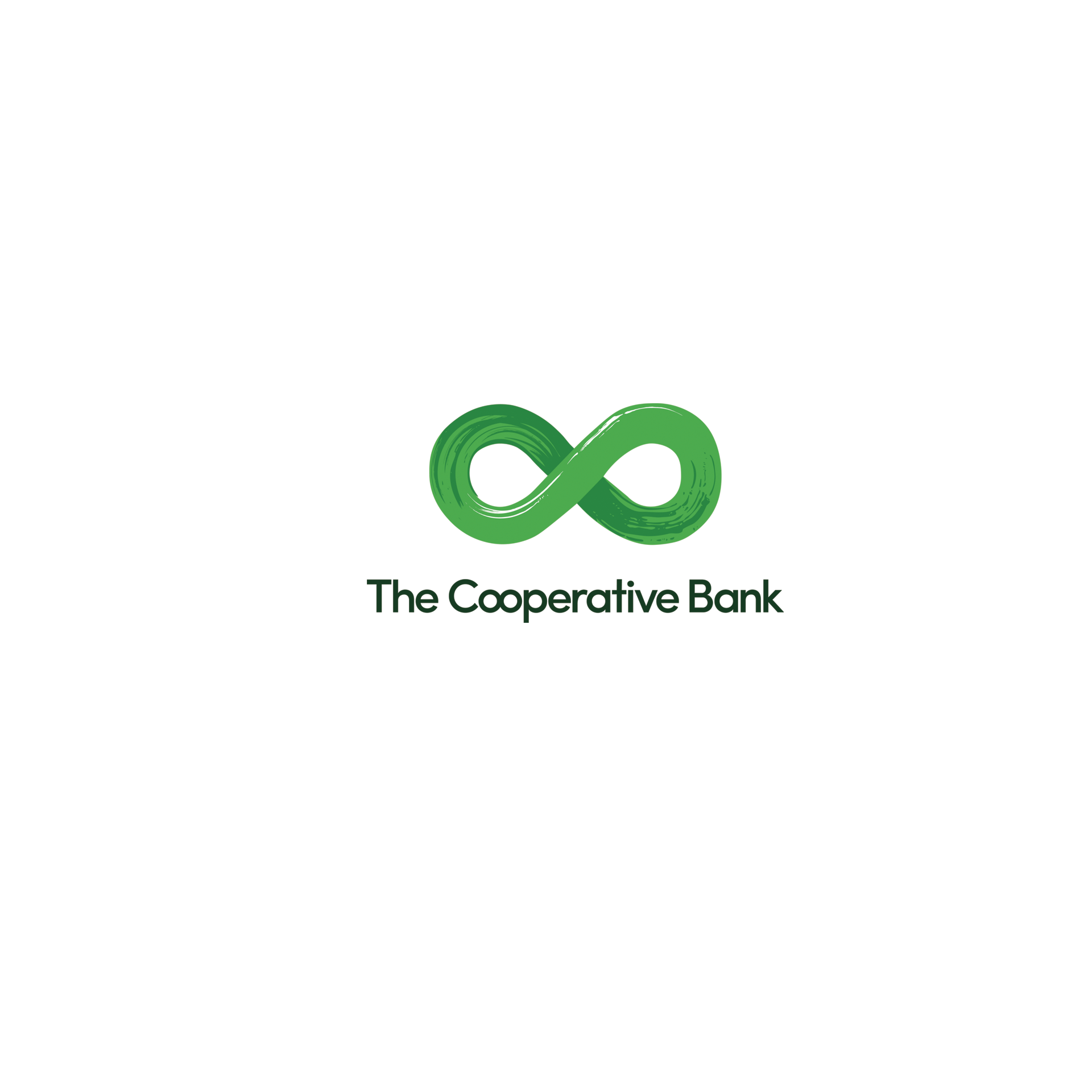 The logo for the cooperative bank is a green infinity symbol.