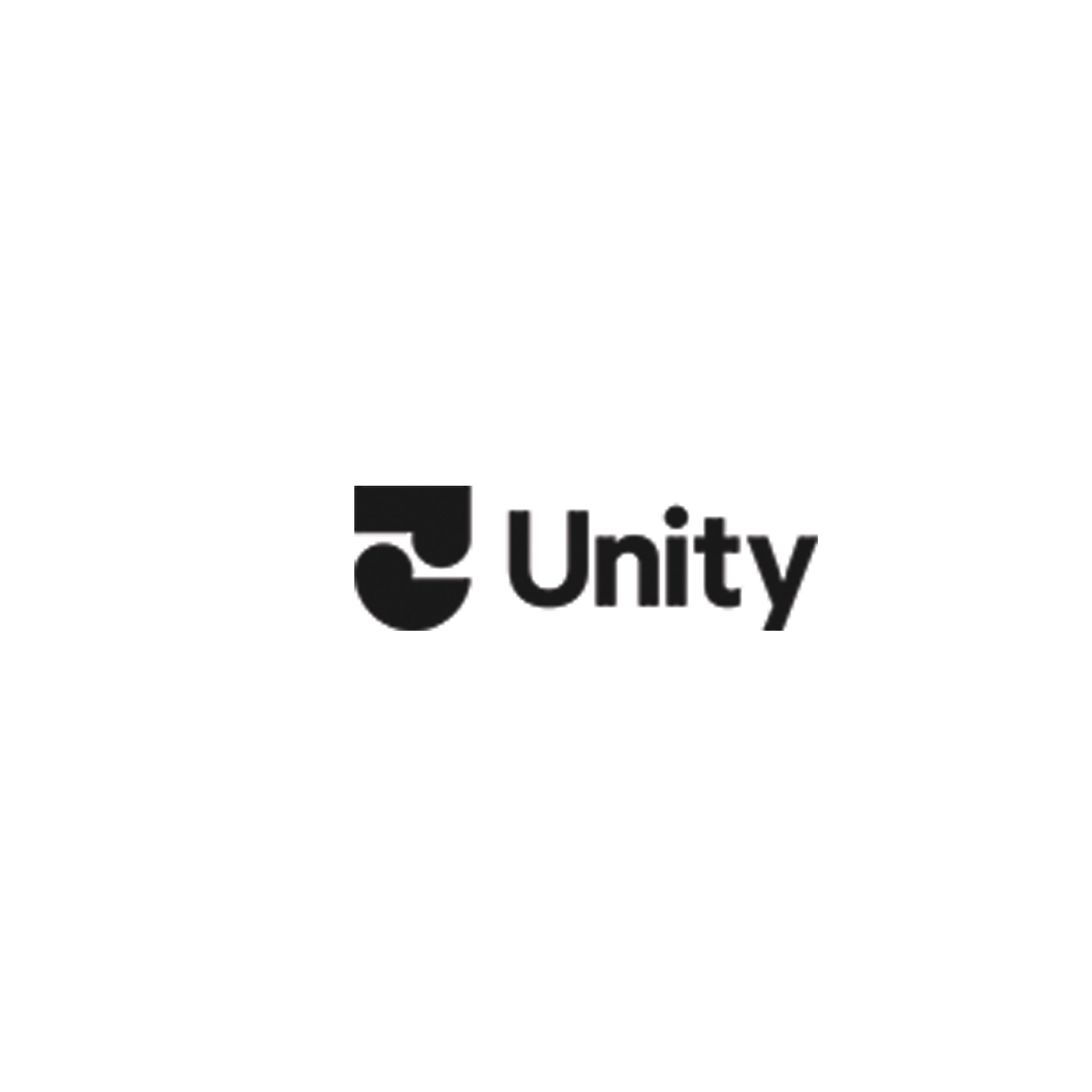 A black and white logo for unity on a white background.