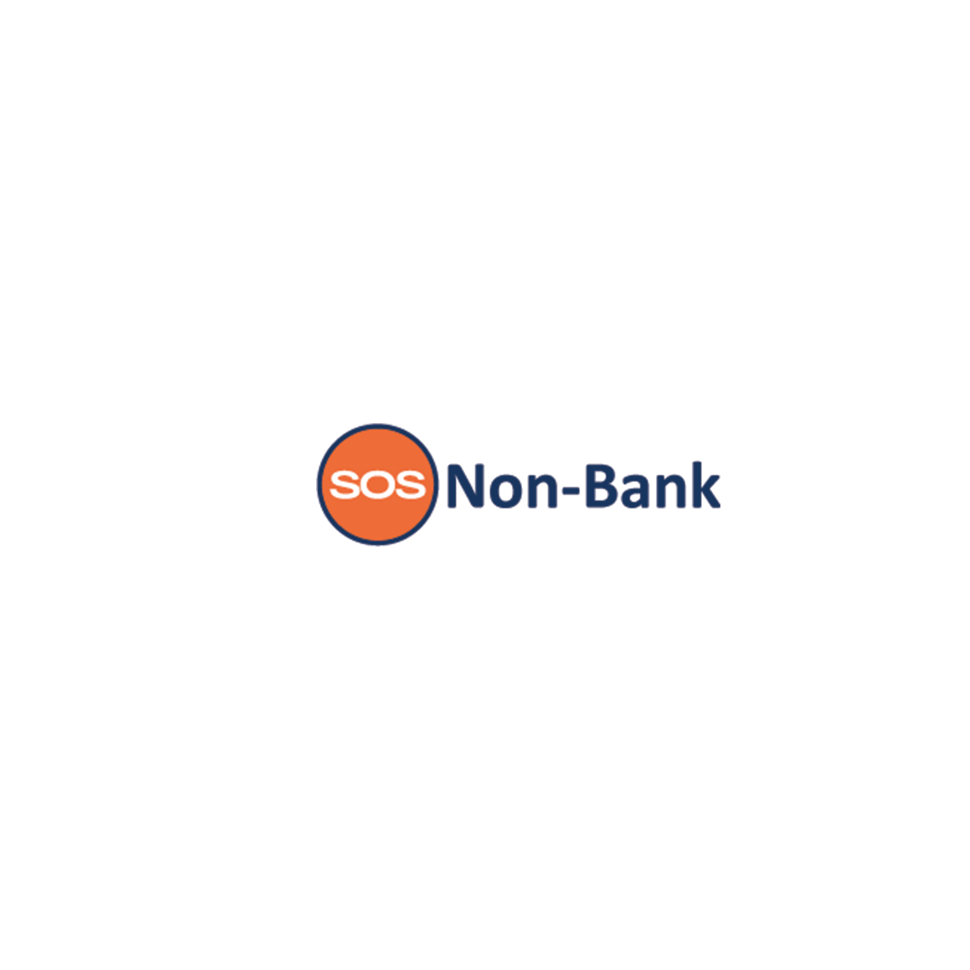 A logo for sos non-bank on a white background.