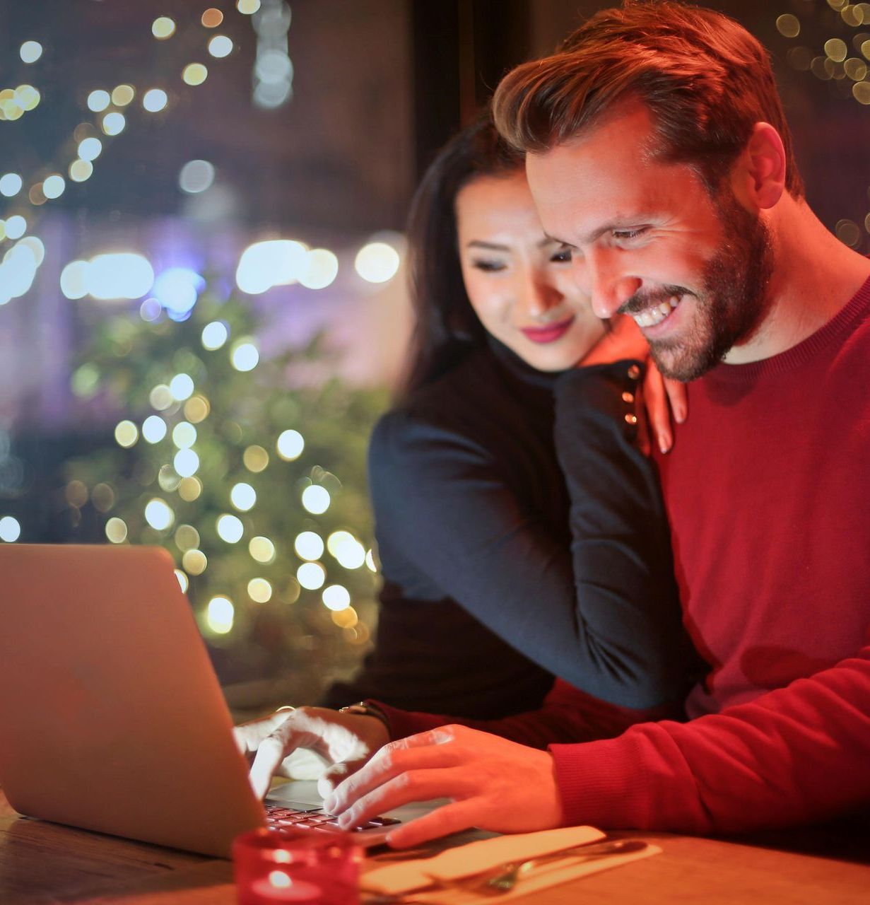 A man and woman are looking at finanial stability