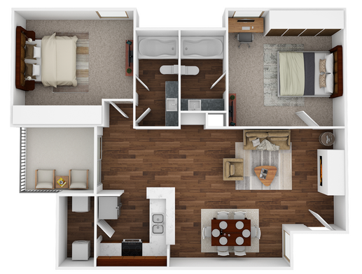 2 Bed, 2 Bath - Spacious floor plan