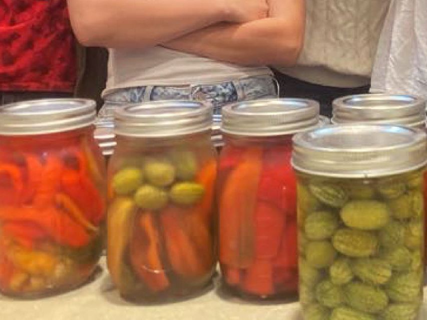 Image of a line of jars of pickled vegetables