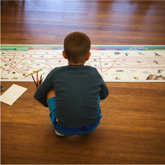 Elementary child with timeline