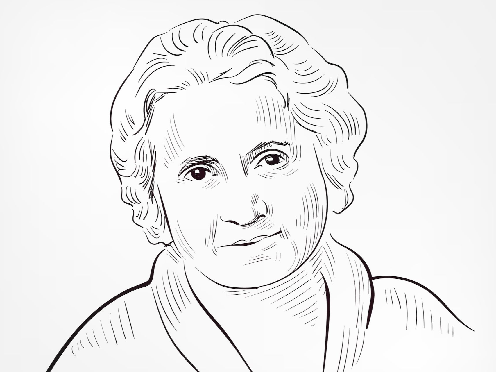line drawn portrait of Dr. Maria Montessori