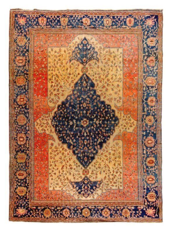 A rug with a diamond design on it is on a white background