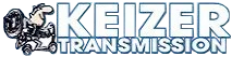 A logo for keizer transmission with a picture of a truck on it.