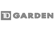 A black and white logo for td garden on a white background.