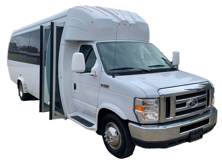 A white van with the door open on a white background