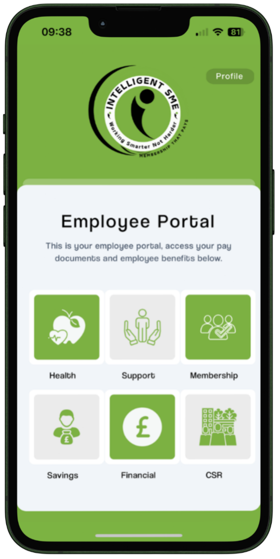 A cell phone with the employee portal app open on it.