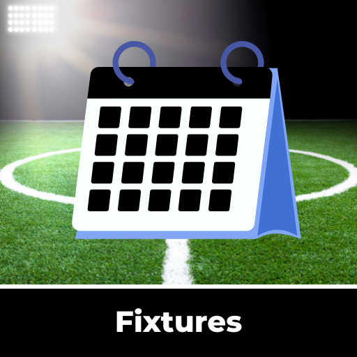 A calendar sitting on top of a soccer field with the words fixtures below it
