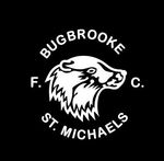 The logo for bugbrooke st. michaels is a black and white image of a badger.