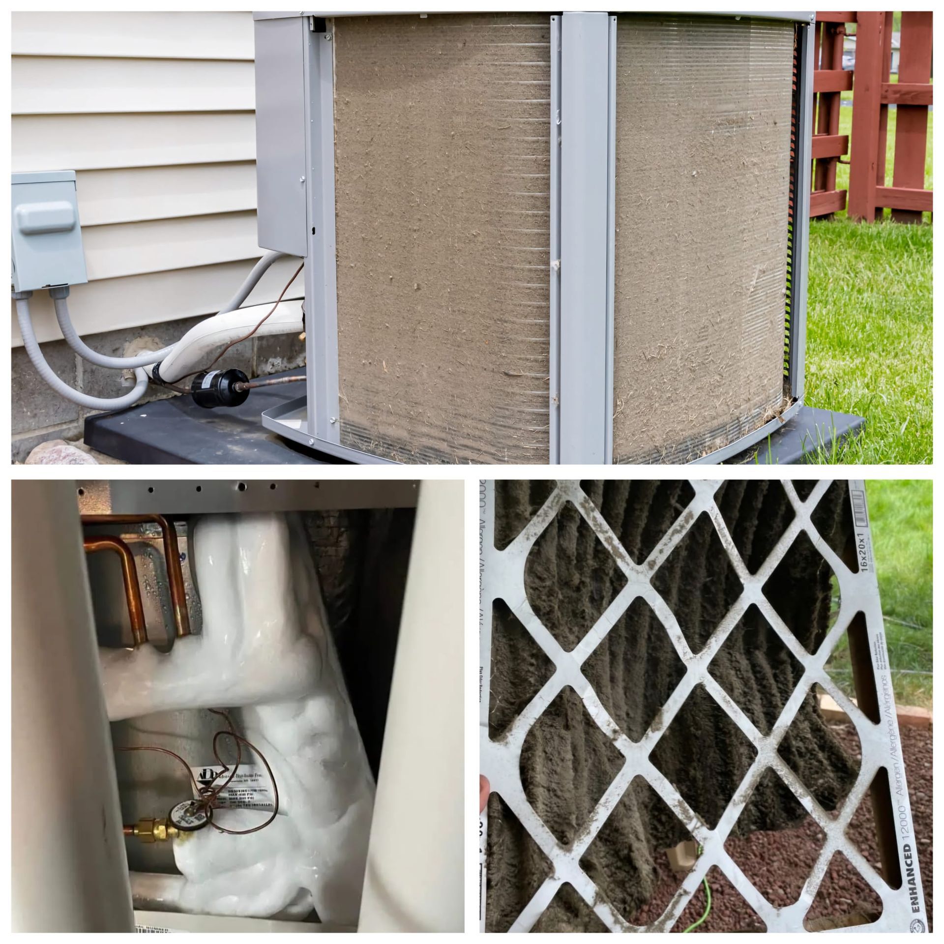 A collage of pictures showing the inside of an air conditioner