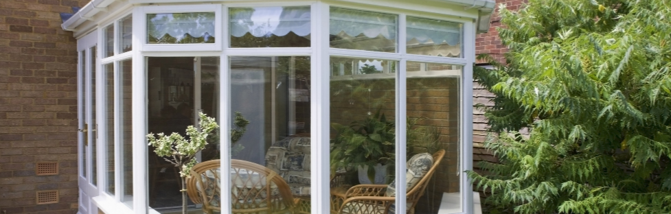 A conservatory in a white finish