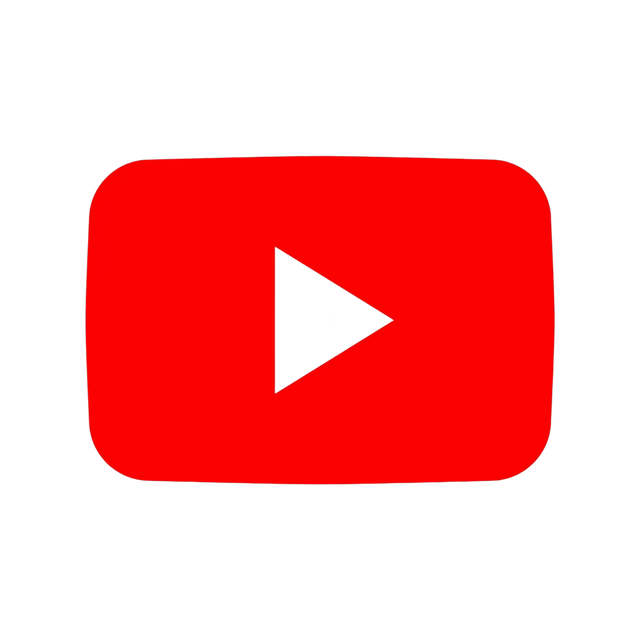 YouTube logo: Red rectangle with white play button.