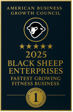 Award for Black Sheep Enterprises: Fastest Growing Fitness Business, 2025. Featuring a sheep icon.